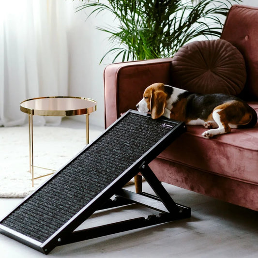 Hunderampe aus Holz, schwarze Hunderampe, Hunderampe für Couch Sofa Auto