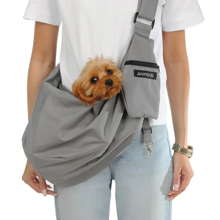 Hundetragetasche in Grau mit Hund