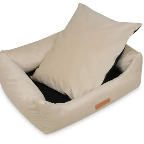Hundekissen beige samt, das Hundebett ist waschbar